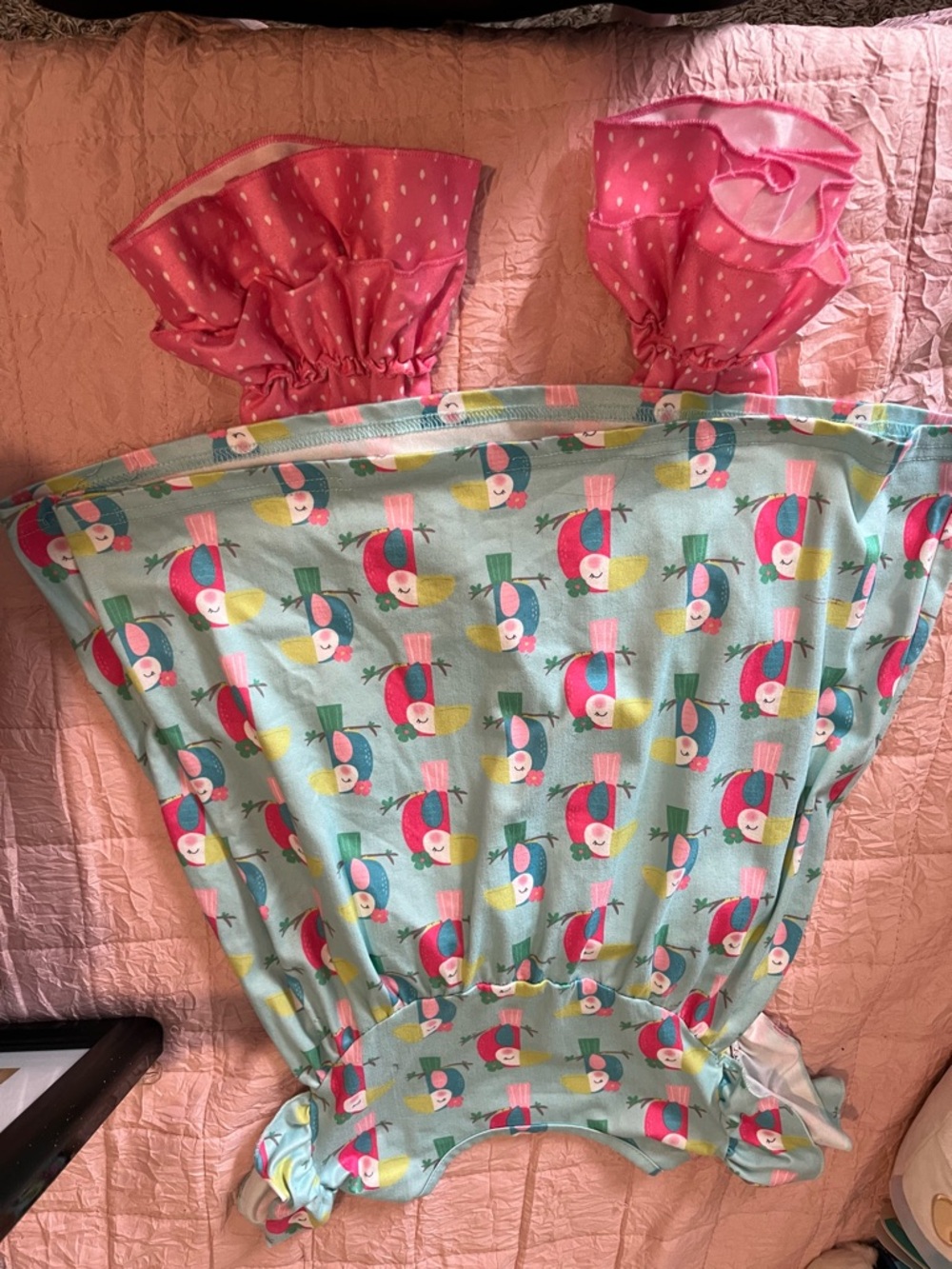 Girls Tropical Toucan 2 piece outfit with Pink Ruffle pants